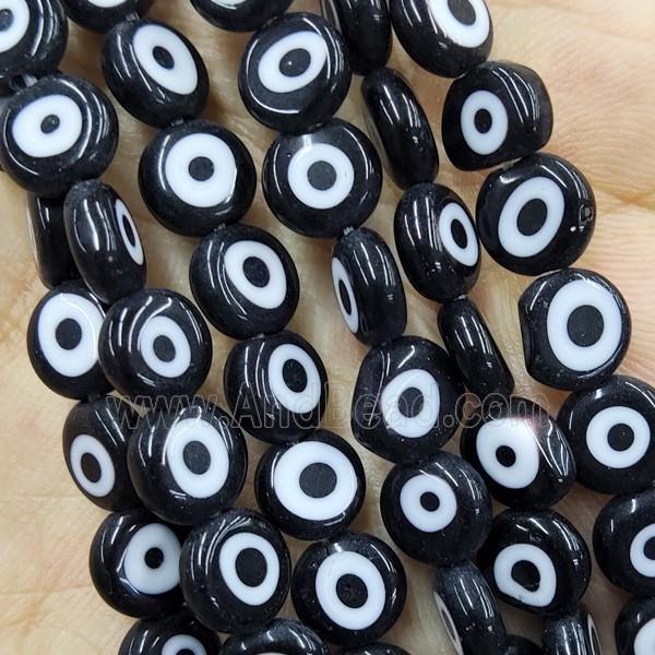 Black Lampwork Glass Circle Beads Evil Eye