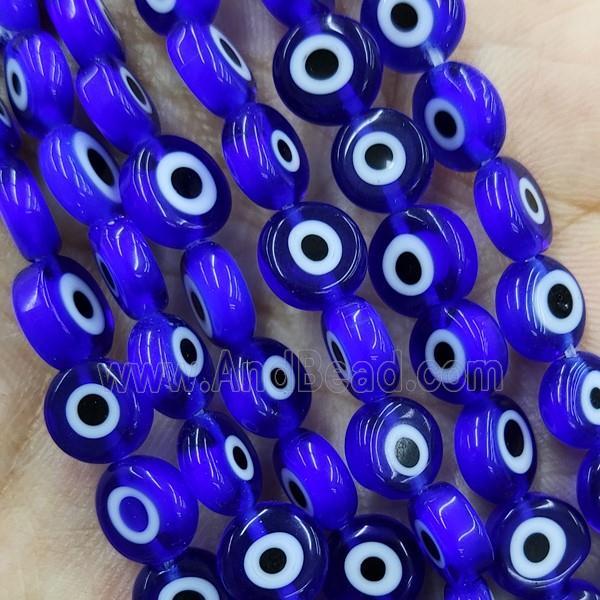 RoyalBlue Lampwork Glass Circle Beads Evil Eye