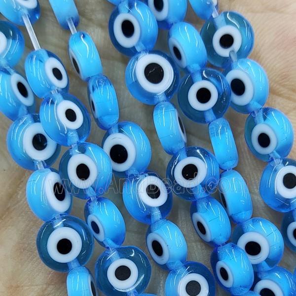 Blue Lampwork Glass Circle Beads Evil Eye