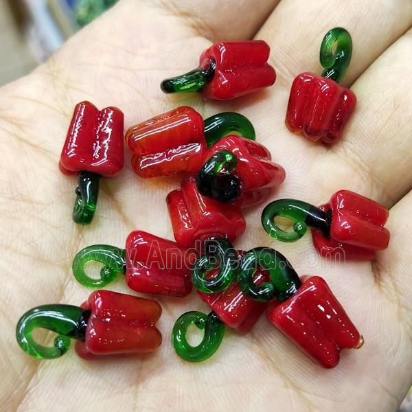 Red Lampwork Glass Capsicum Pendant