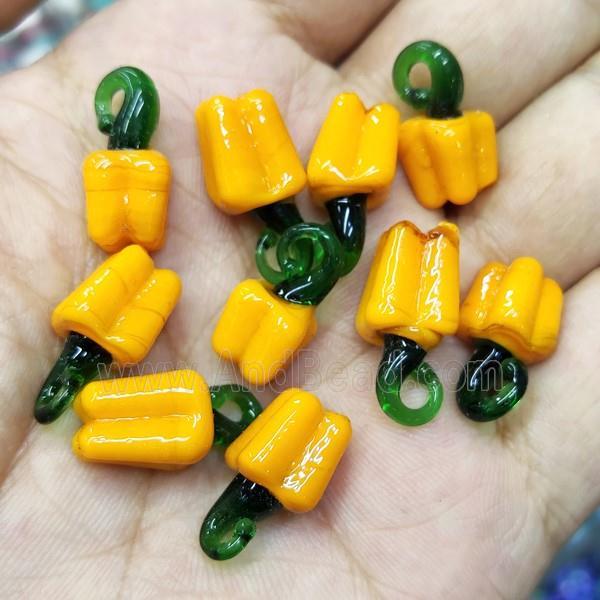 Yellow Lampwork Glass Capsicum Pendant