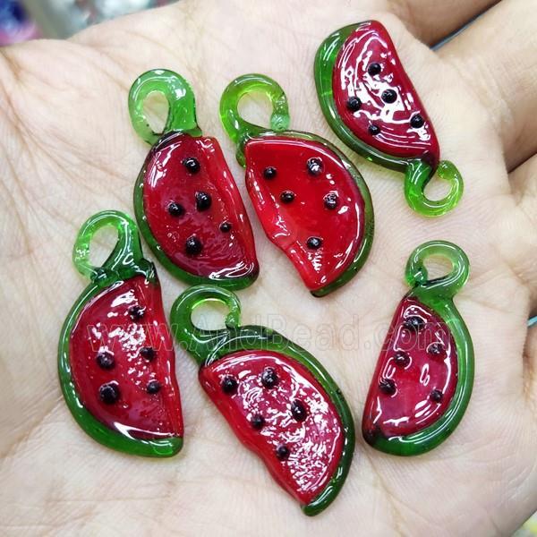Red Lampwork Glass Watermelon Pendant