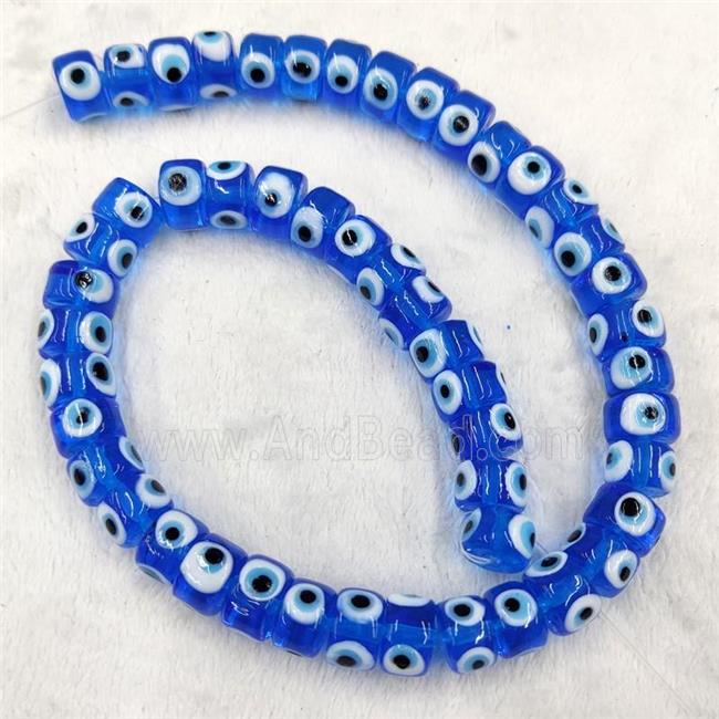 Skyblue Lampwork Glass Heishi Beads With Evil Eye