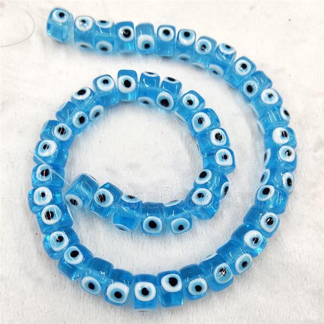 Blue Lampwork Glass Heishi Beads With Evil Eye