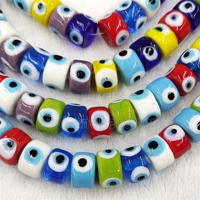 Mix Color Lampwork Glass Heishi Beads With Evil Eye