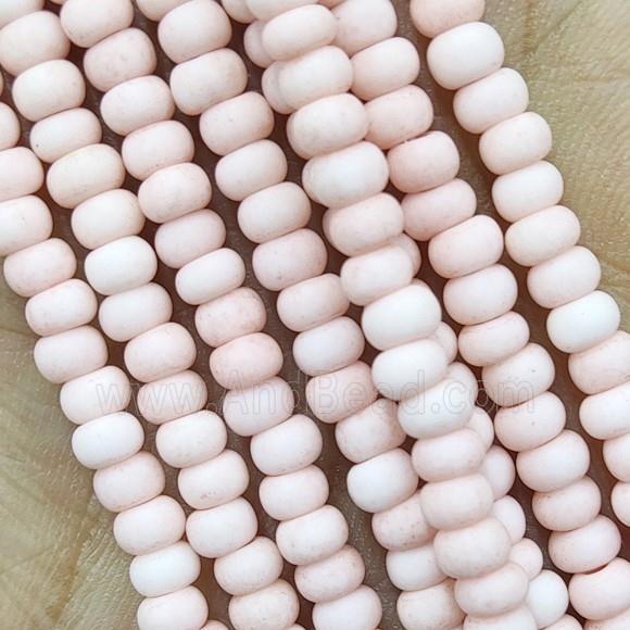 Pink Lampwork Glass Rondelle Beads Matte