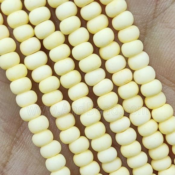 Yellow Lampwork Glass Rondelle Beads Matte