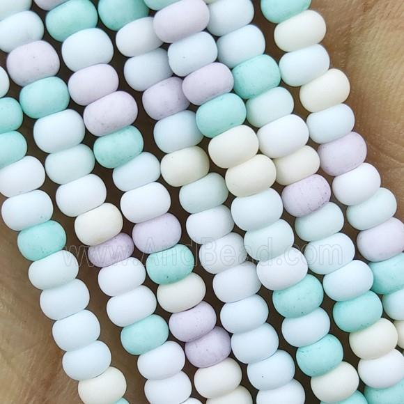 Multicolor Lampwork Glass Rondelle Beads Matte