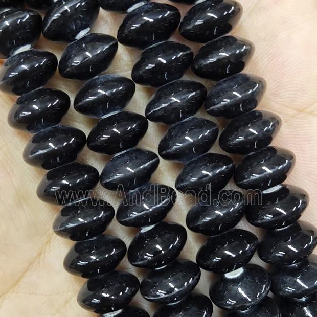 Black Lampwork Glass Bicone Beads