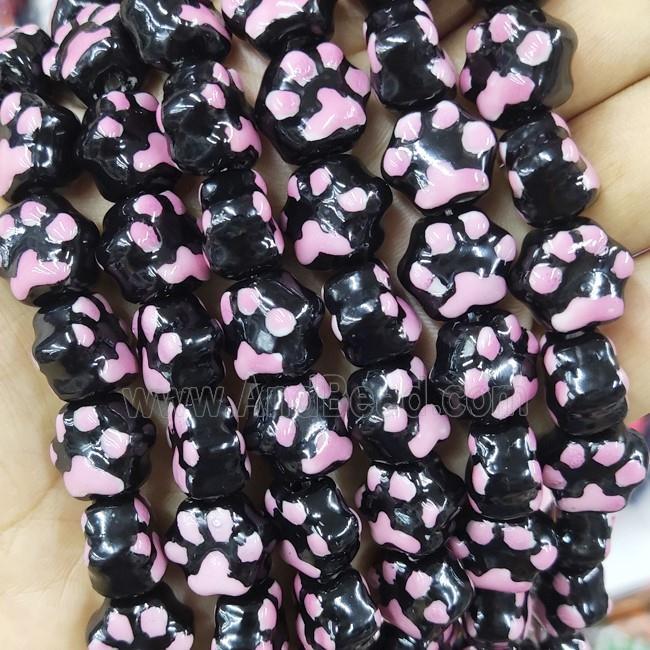 Black Lampwork Glass Paws Beads