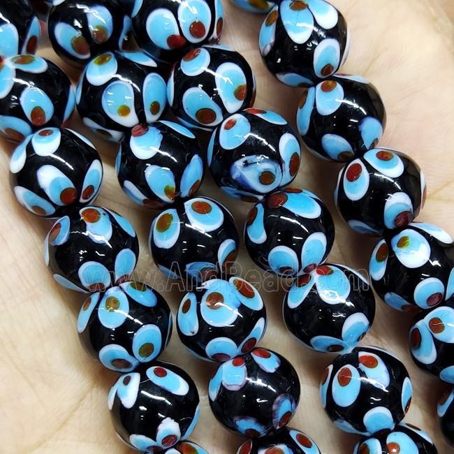 Round Lampwork Glass Beads Blackblue