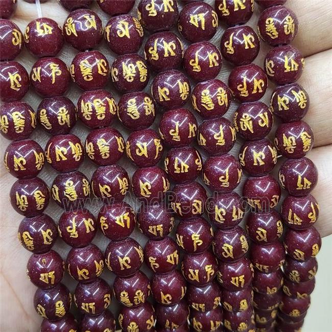 Red Glass Beads Round Buddhist