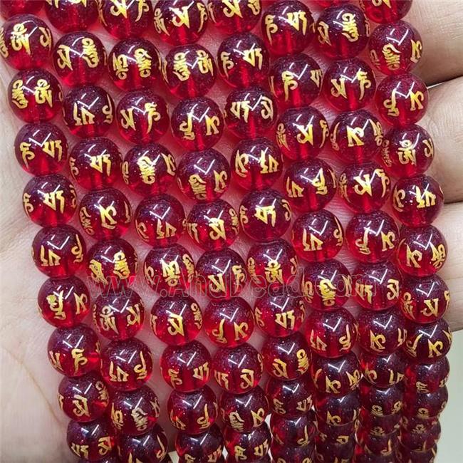Red Glass Beads Round Buddhist