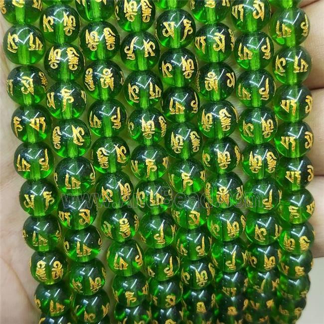 Green Glass Beads Round Buddhist