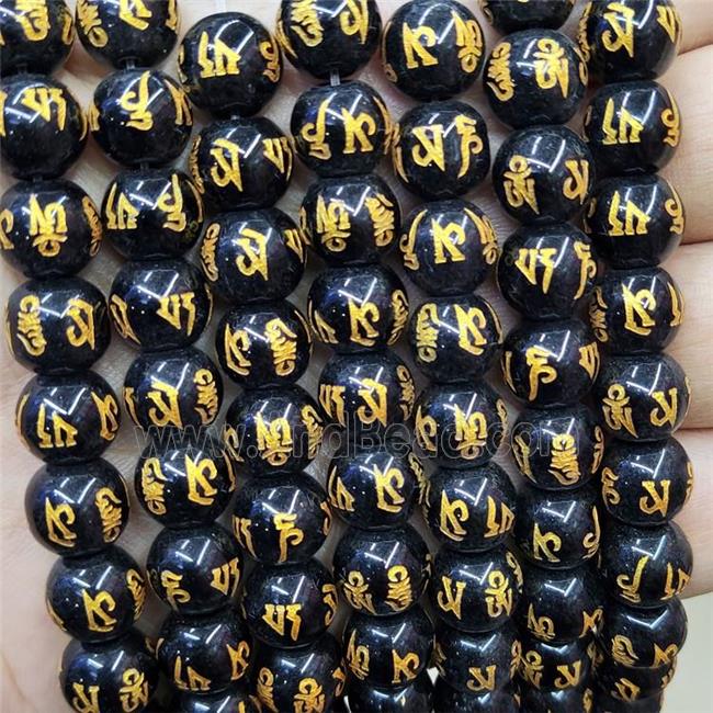 Black Glass Beads Round Buddhist