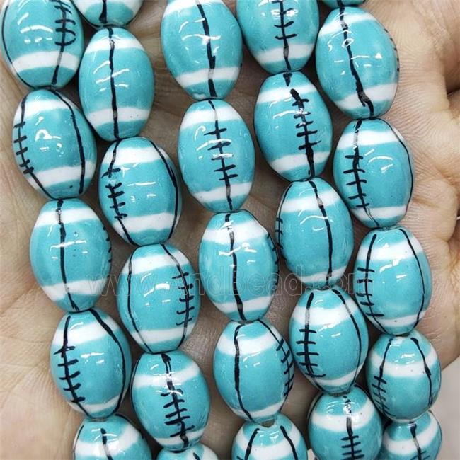Green Porcelain Rugby Beads American Football Sport Rice