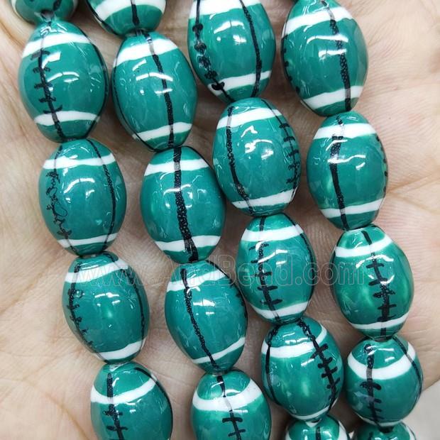 Peacockgreen Porcelain Rugby Beads American Football Sport Rice