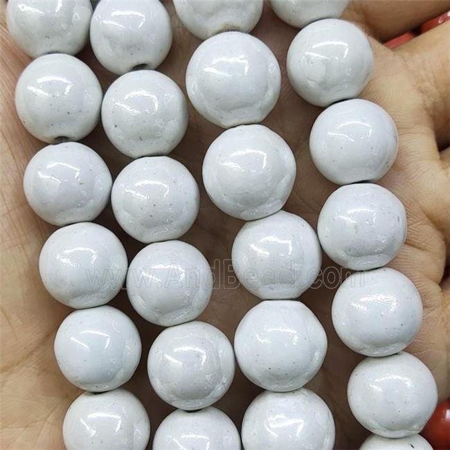 White Porcelain Beads Smooth Round