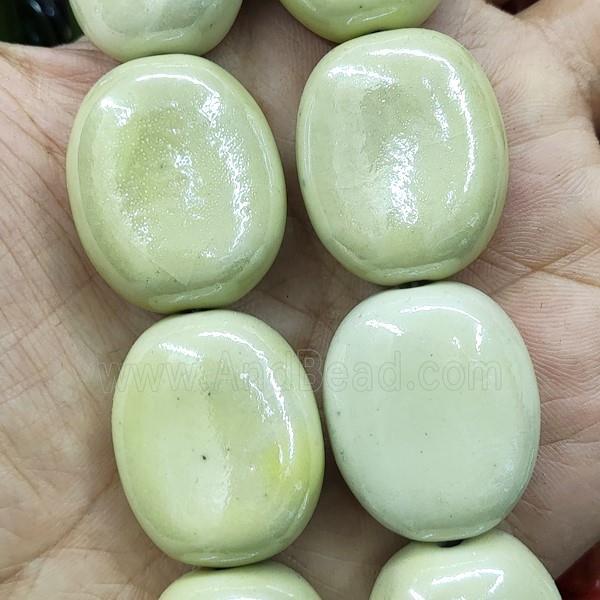 Olive Porcelain Oval Beads