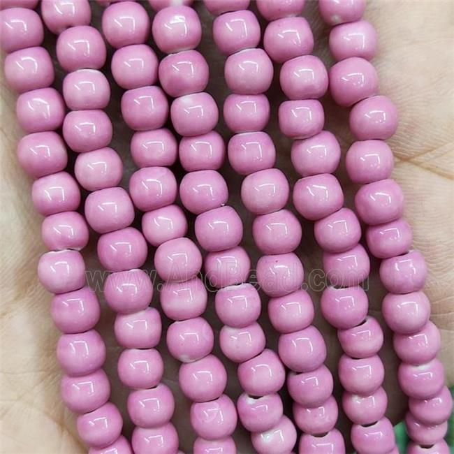 Pink Porcelain Beads Smooth Round