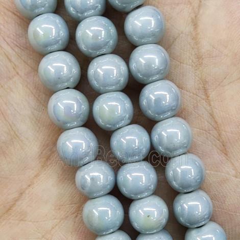 Gray Porcelain Beads Smooth Round