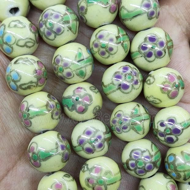 Porcelain Beads Green Smooth Round