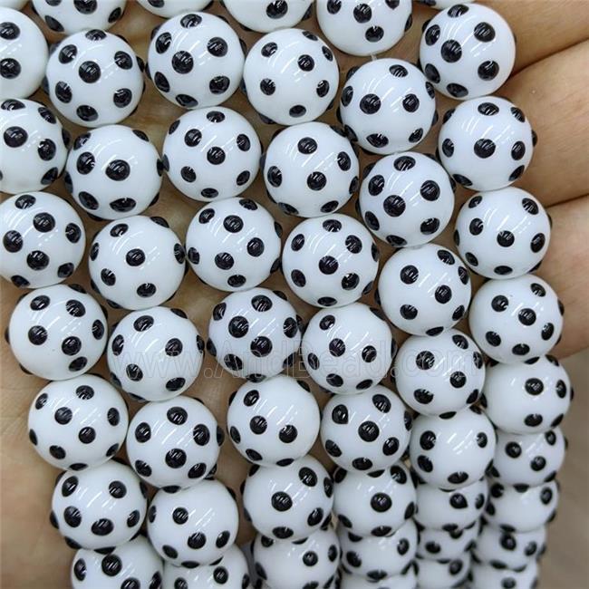 White Lampwork Glass Round Spot Dalmatian