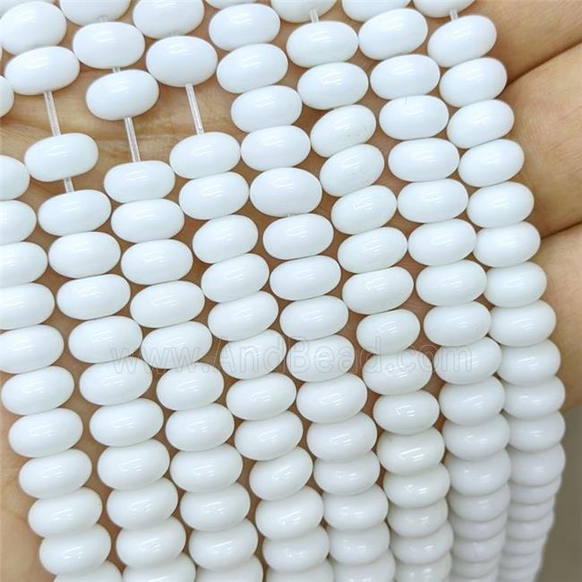 White Porcelain Beads Smooth Rondelle