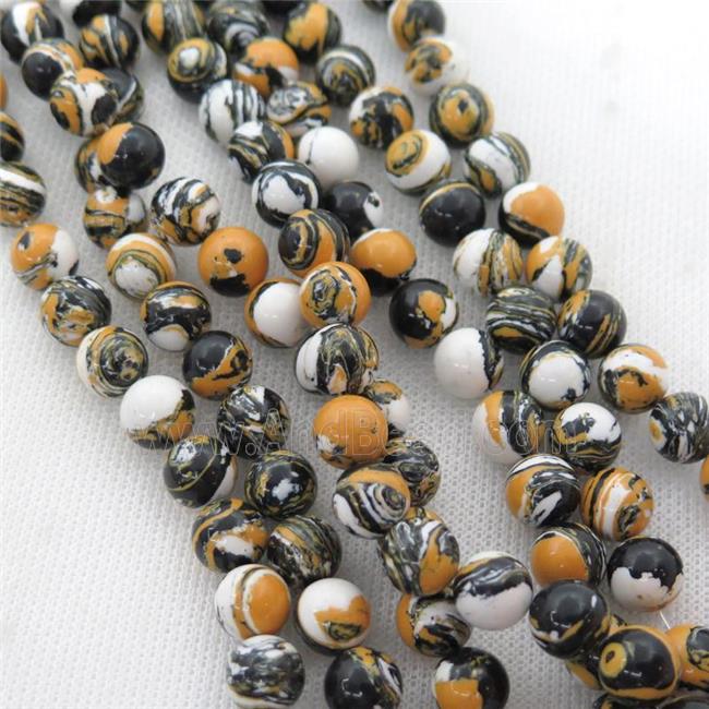 Synthetic Malachite beads, round, tigerSkin