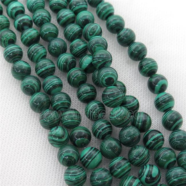 Synthetic Malachite beads, round, green