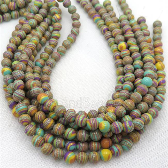 Synthetic Malachite beads, round, multicolor