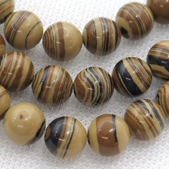 Synthetic Malachite beads, round, yellow