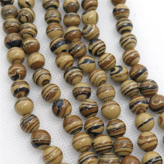 Synthetic Malachite beads, round, yellow
