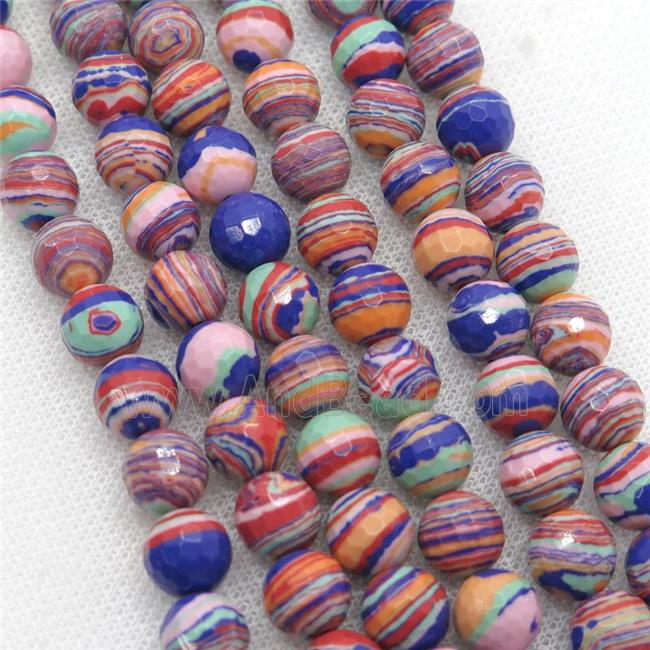 Synthetic Malachite beads, faceted round, multicolor
