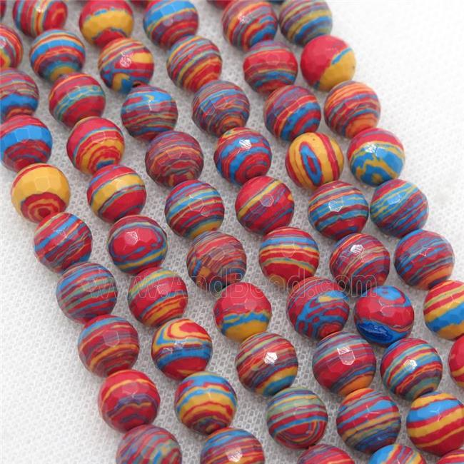 Synthetic Malachite beads, faceted round, multicolor