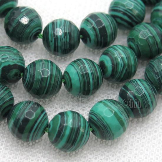 Synthetic Malachite beads, faceted round, green