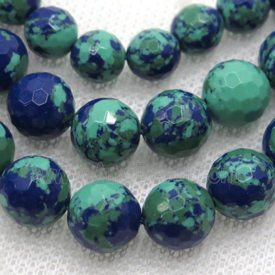 faceted round Azurite beads, dye