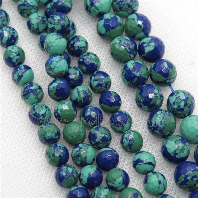 faceted round Azurite beads, dye