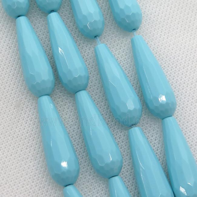 blue Synthetic Turquoiuse beads, faceted teardrop