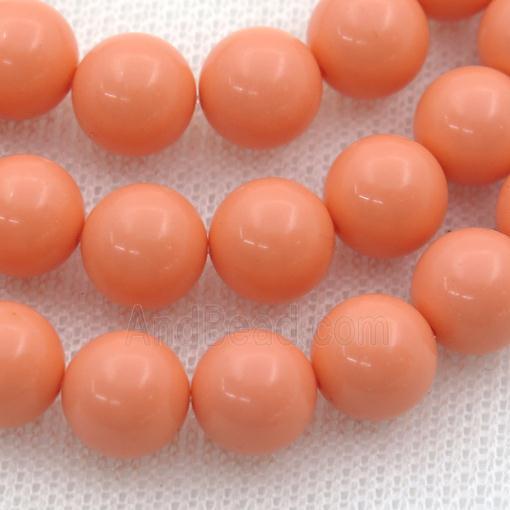 Synthetic Coral Beads, pink, round