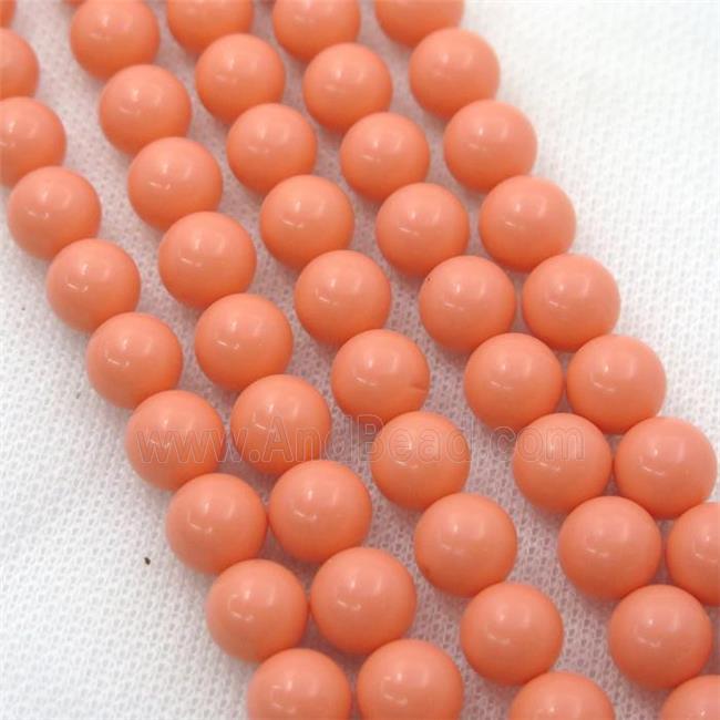 Synthetic Coral Beads, pink, round
