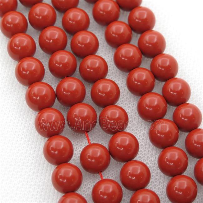 Synthetic red Coral Beads, round