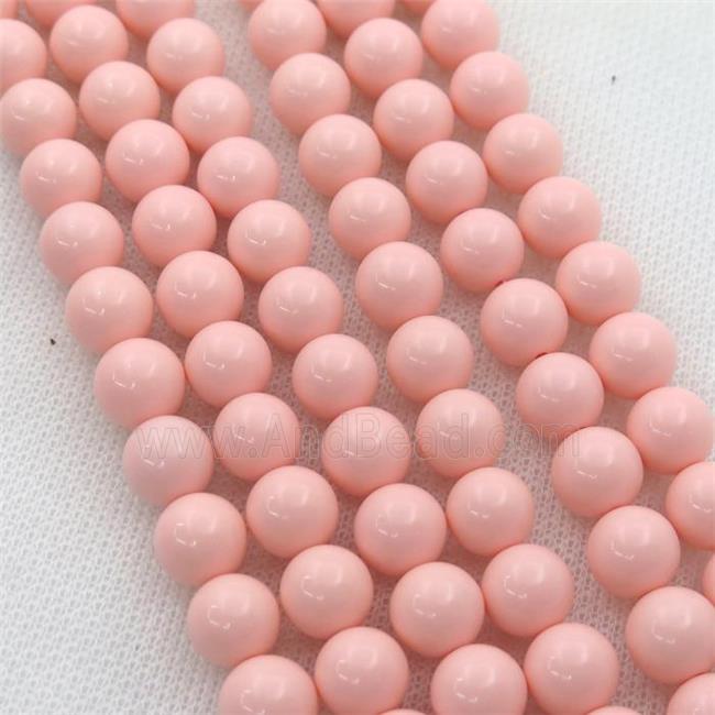 Synthetic Coral Beads, pink, round