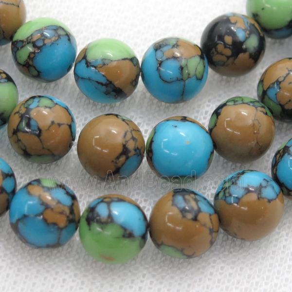 Assembled Turquoise round beads, multicolor