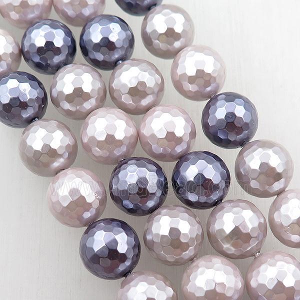 pearlized shell beads, faceted round, mixed color
