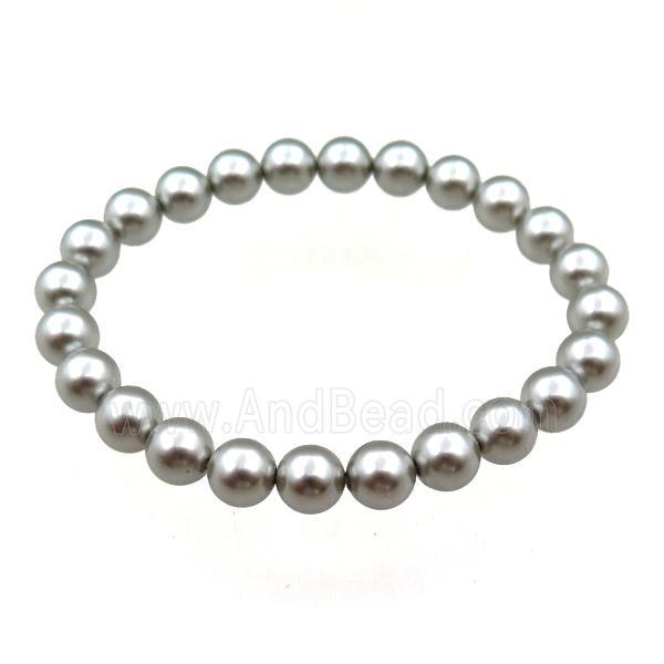 pearlized shell bracelet, gray
