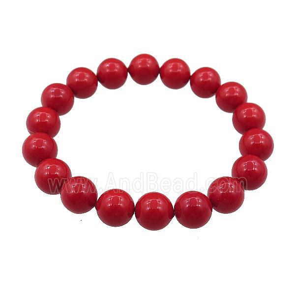 pearlized shell bracelet, red