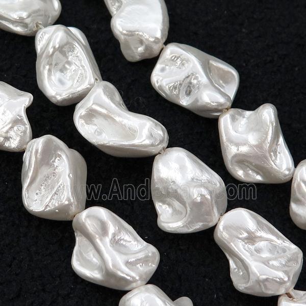 baroque style Freshwater Shell Beads, freeform, white