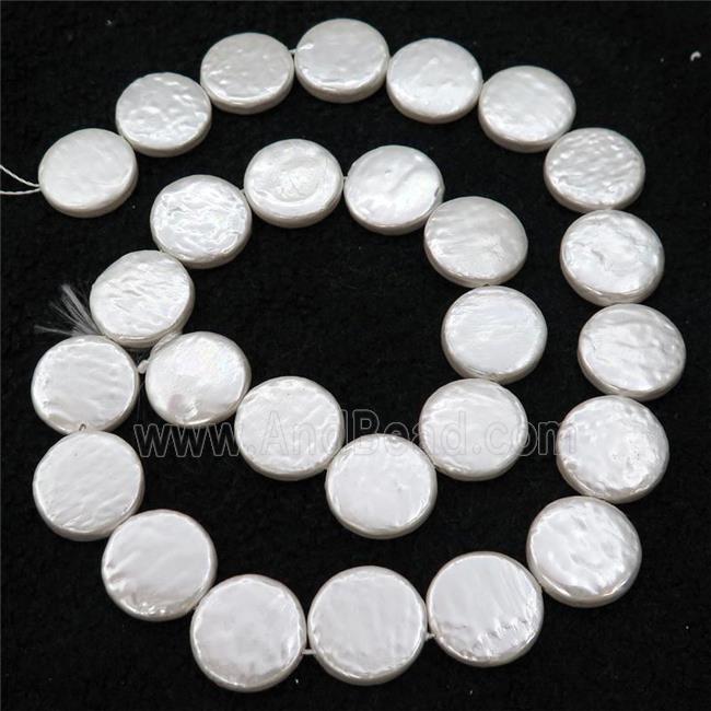 baroque style White Pearlized Shell coin Beads
