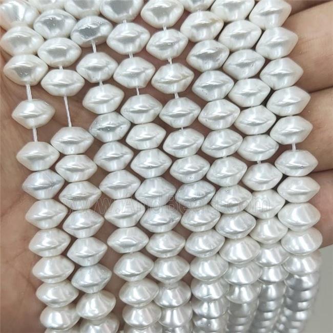 White Pearlized Shell Beads Rondelle